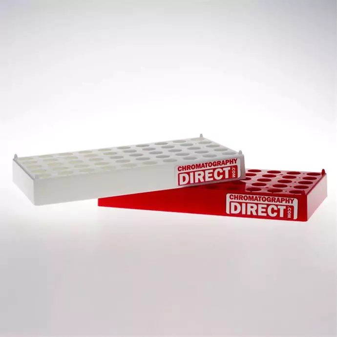 Vial Rack for 12mm, 2ml vials, made from PP, 50 positions, Red